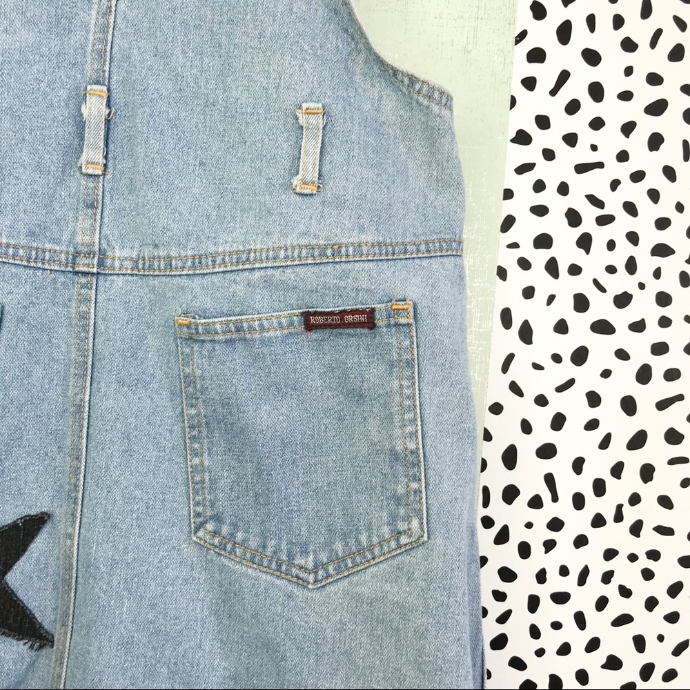 SOLD Denim Star Patchwork Overall Dress Pinafore - Picture 5 of 8